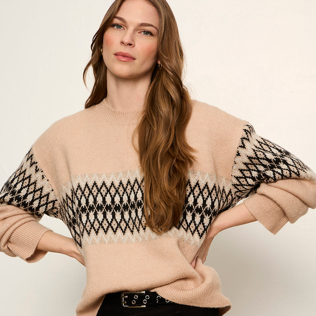 Argyle Crew Pullover Hazelnut Argyle