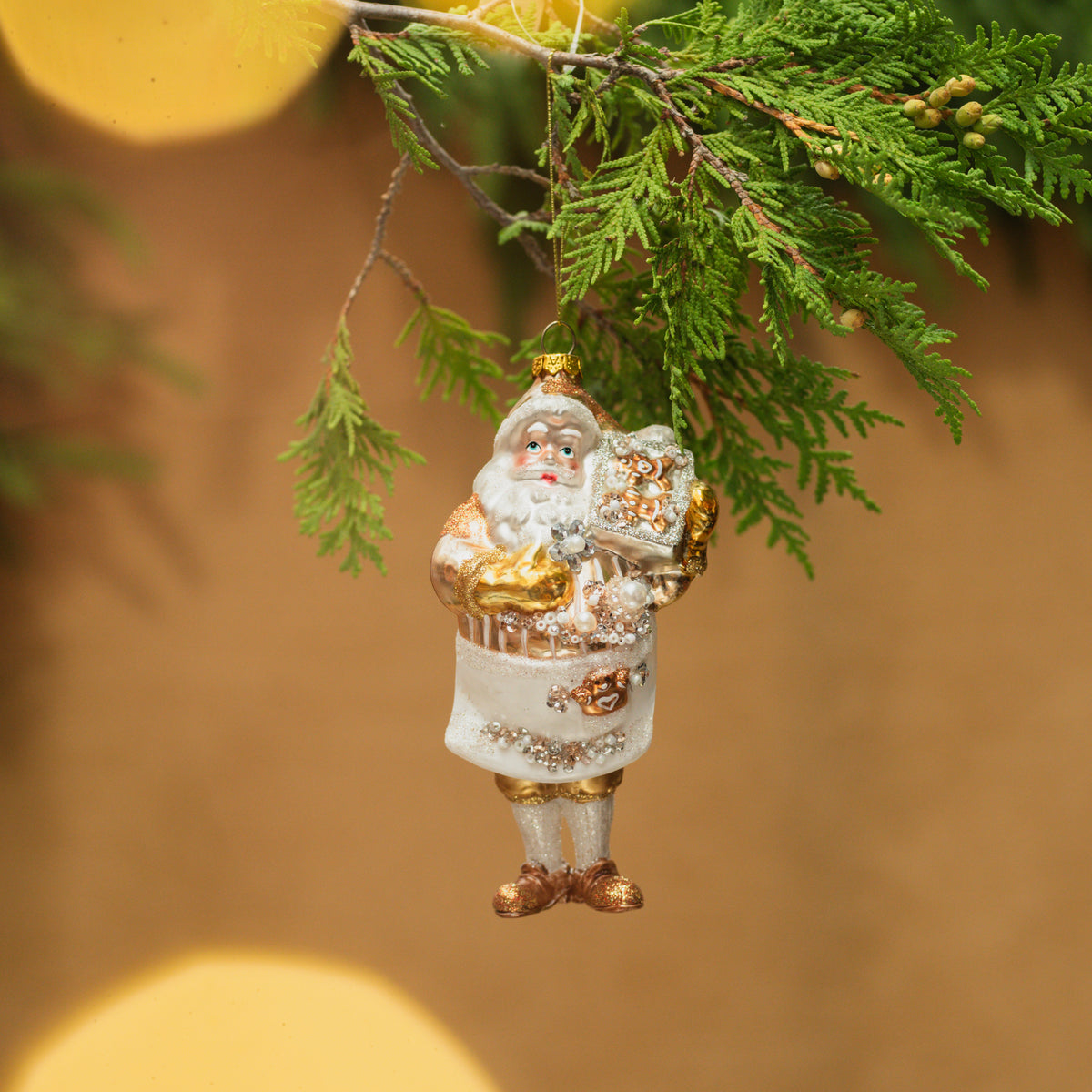 Glass Santa Ornament