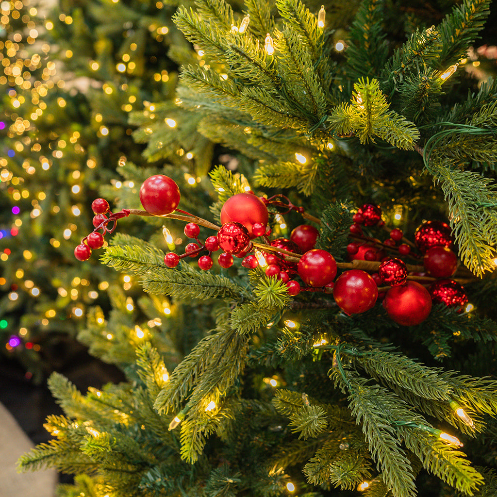 Red Berry & Ornament Spray 30"