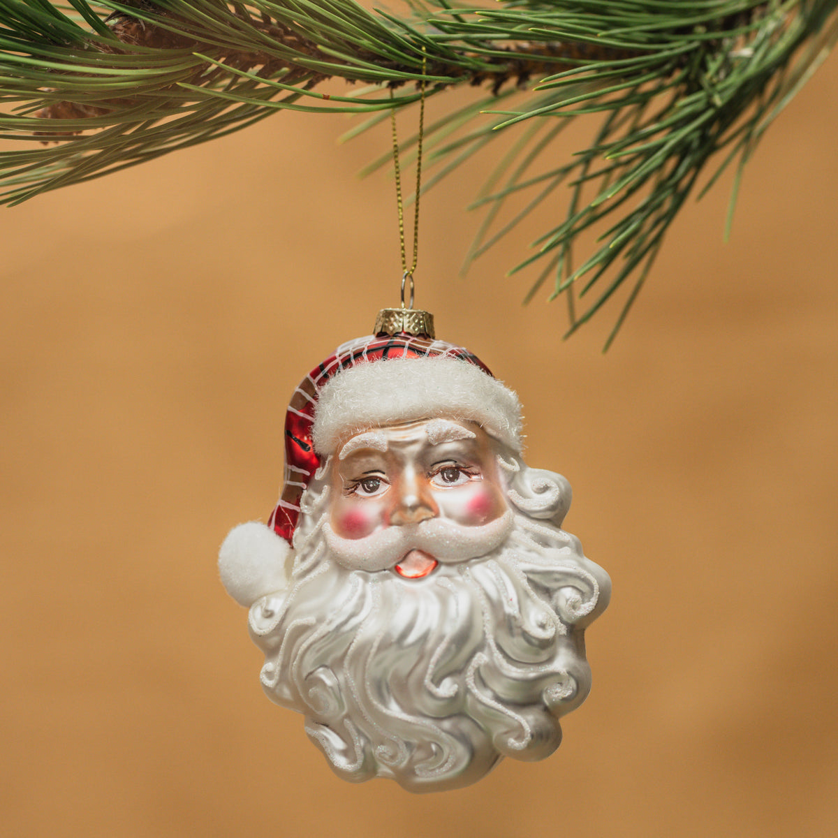 Santa Face Glass Ornament 5.5"