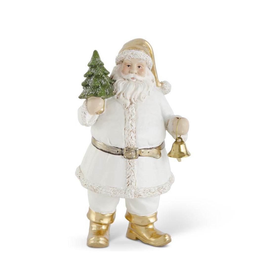 White Santa with Tree and Bell 7.5"