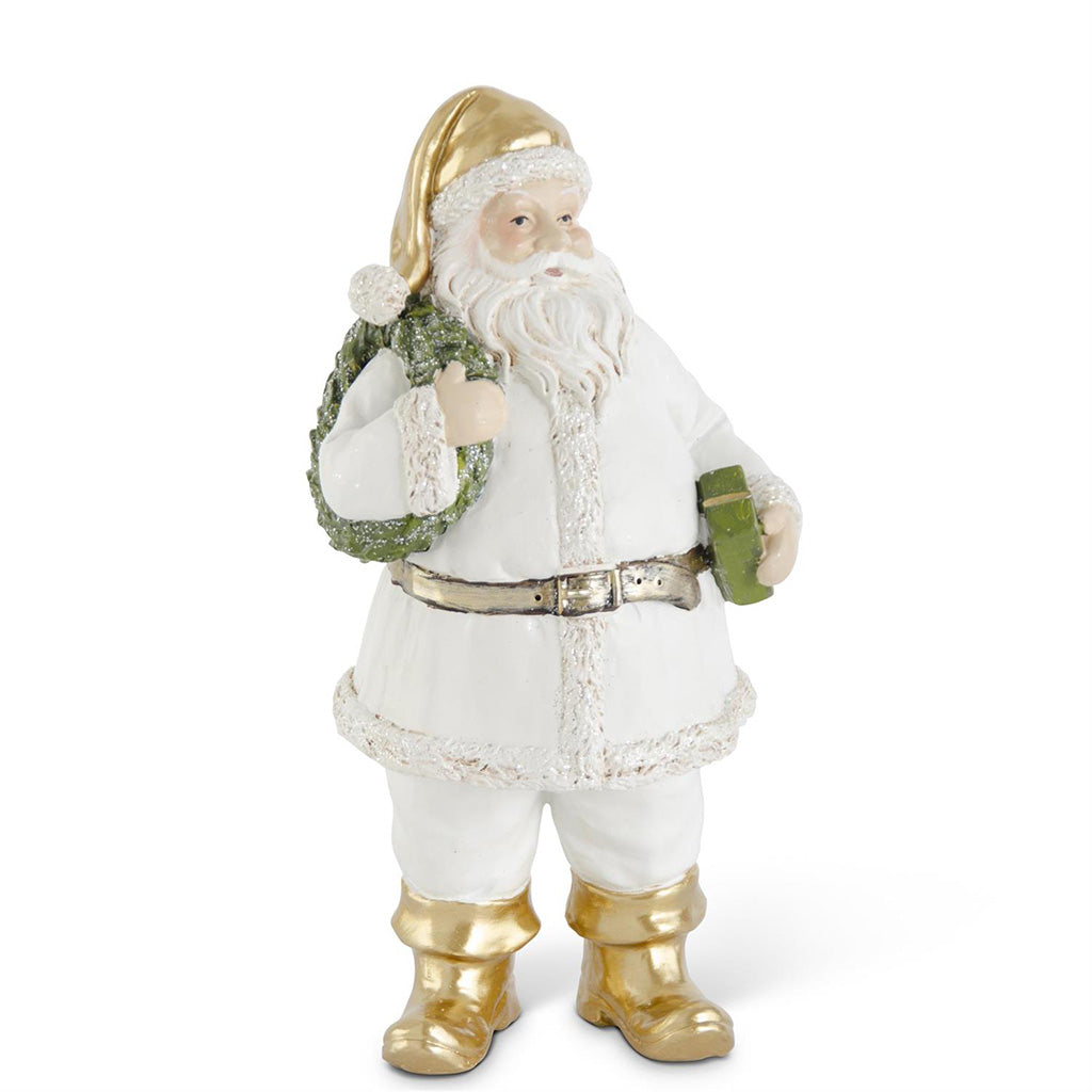 White Santa with Wreath and Gift 9"