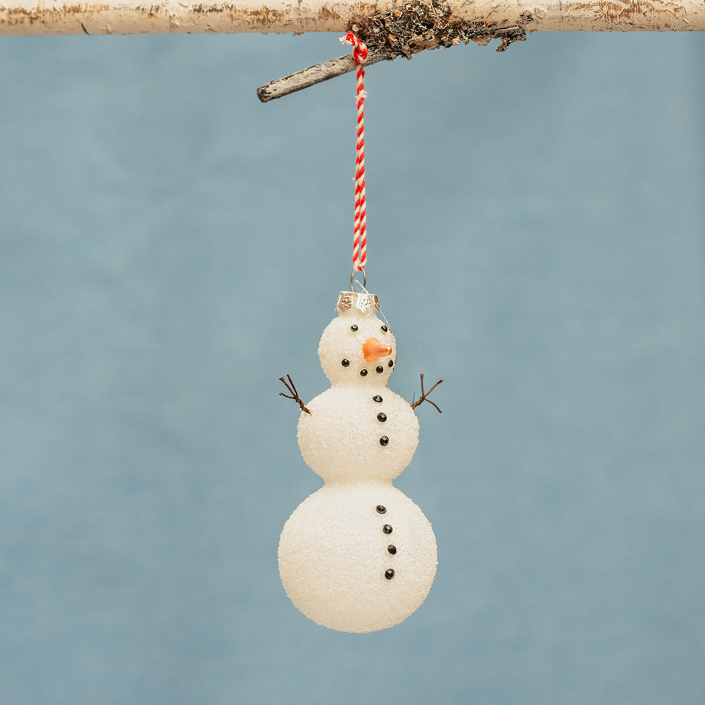 Glass Snowman Ornament 5.5"