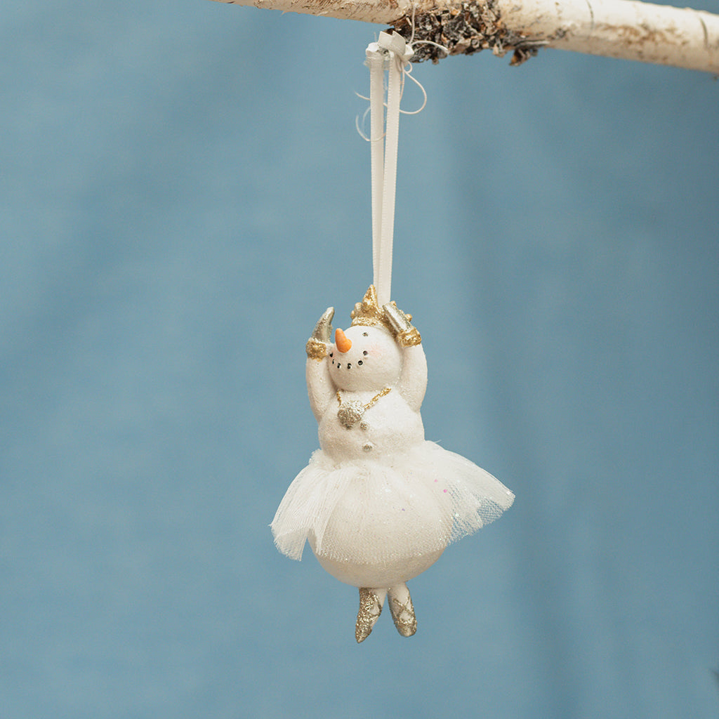 Glittered Snow Lady Ballerina Ornaments