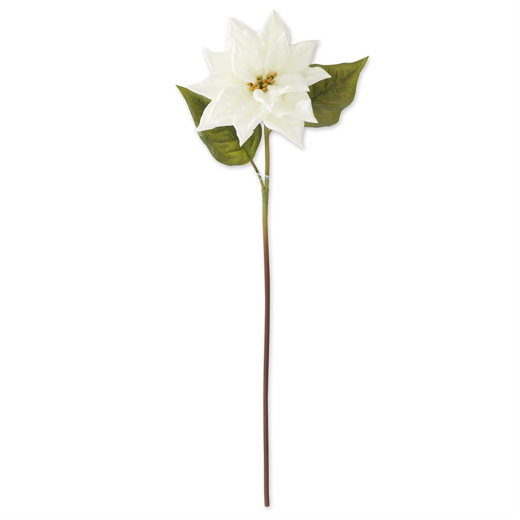 Real Touch White Pointsettia Stem 18"