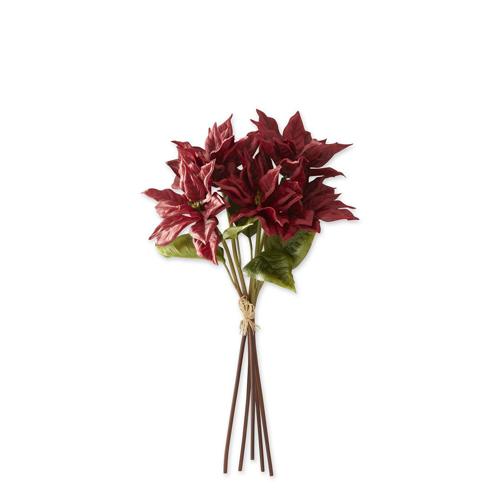 Real Touch Burgundy Poinsettia Stem Bundle 18"