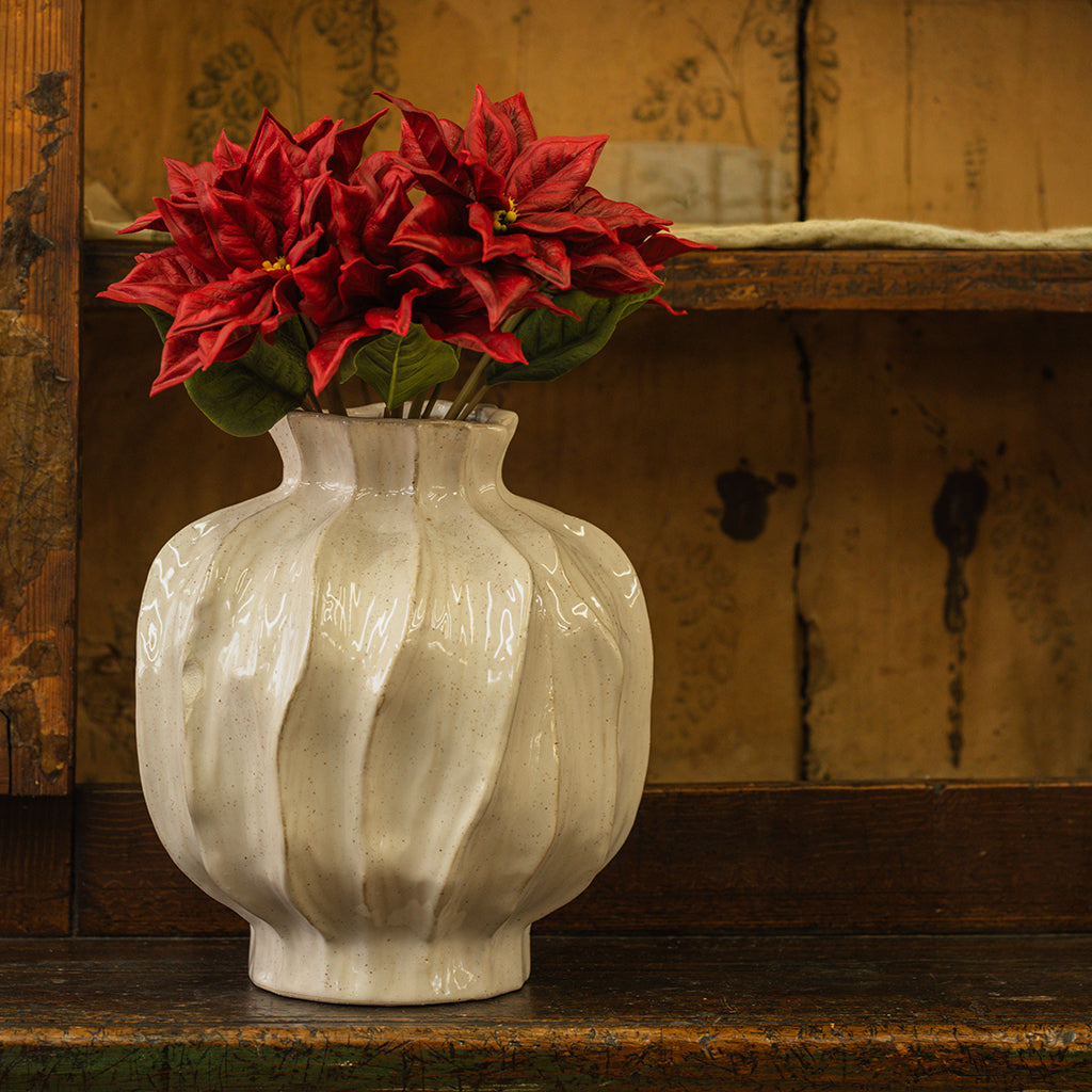 Real Touch Burgundy Poinsettia Stem Bundle 18"