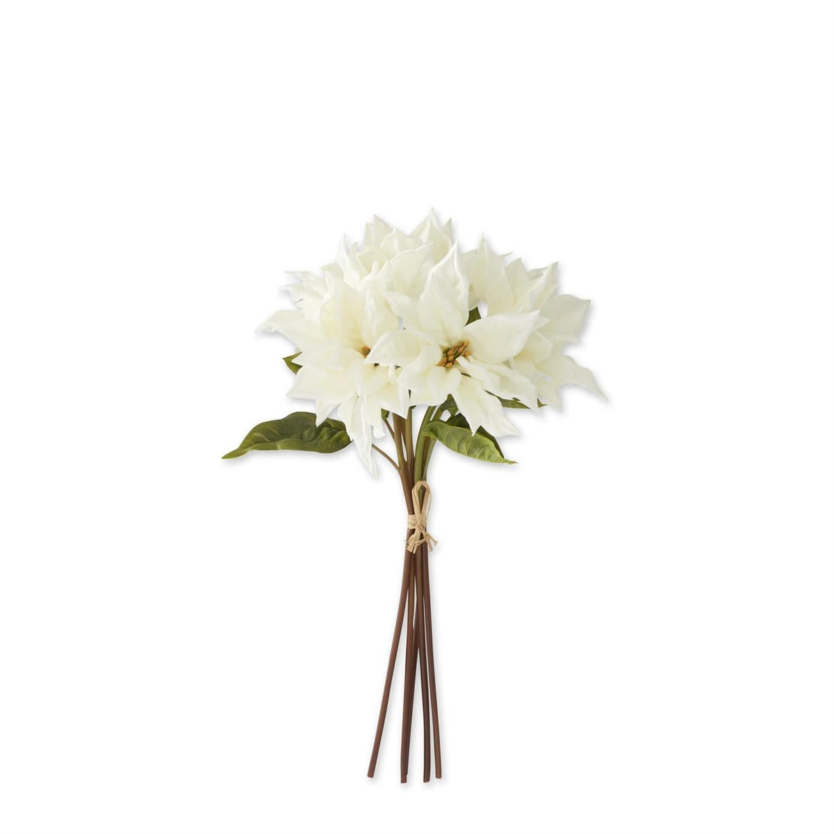 Real Touch White Poinsettia Stem Bundle 18"