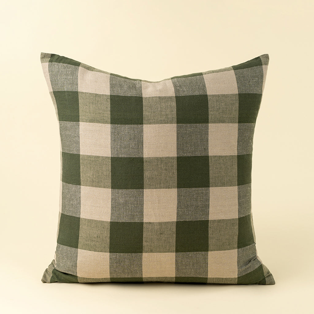 Hawthorne Green Gingham Pillow 24x24"