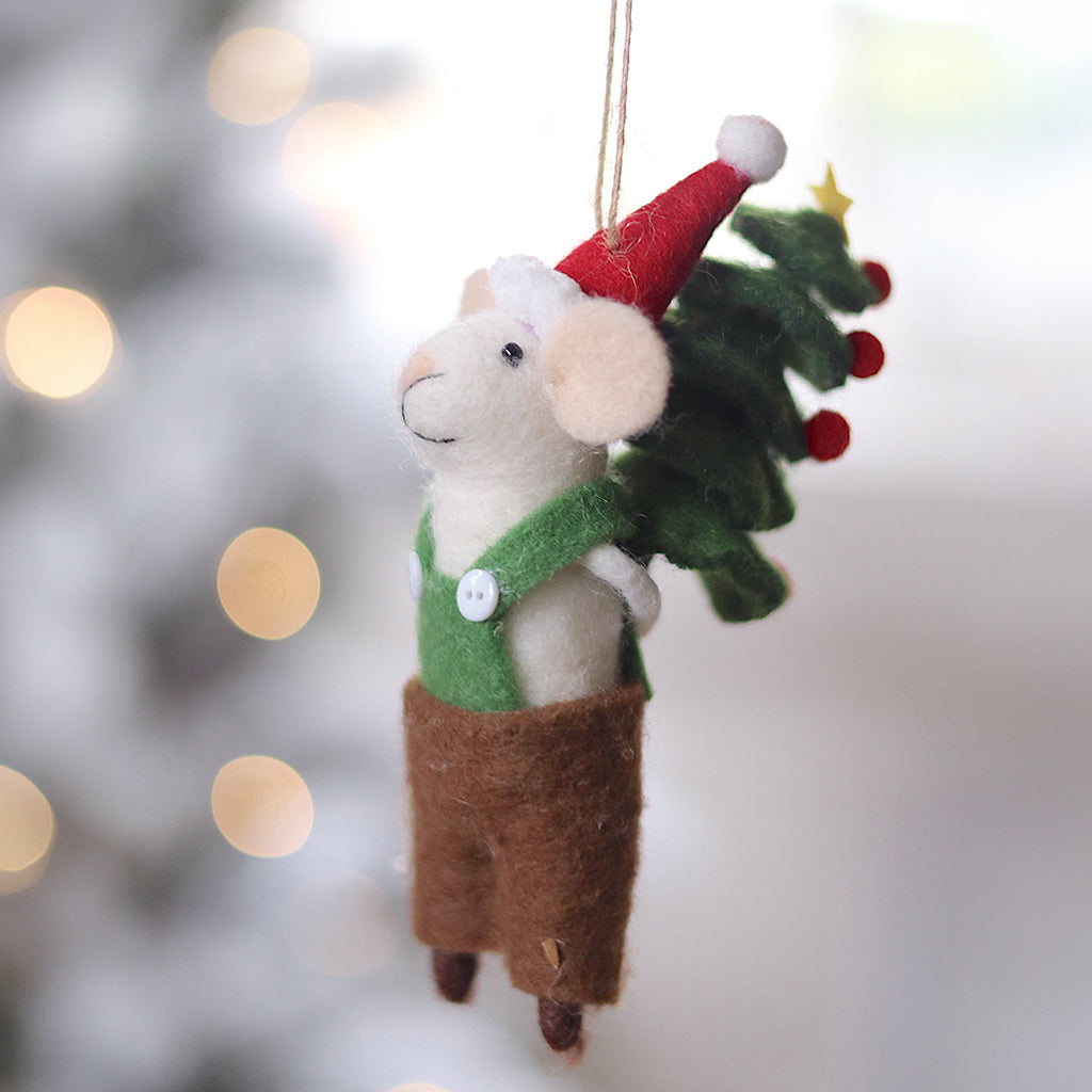 Tree Toting Tom Mouse Holiday Ornament