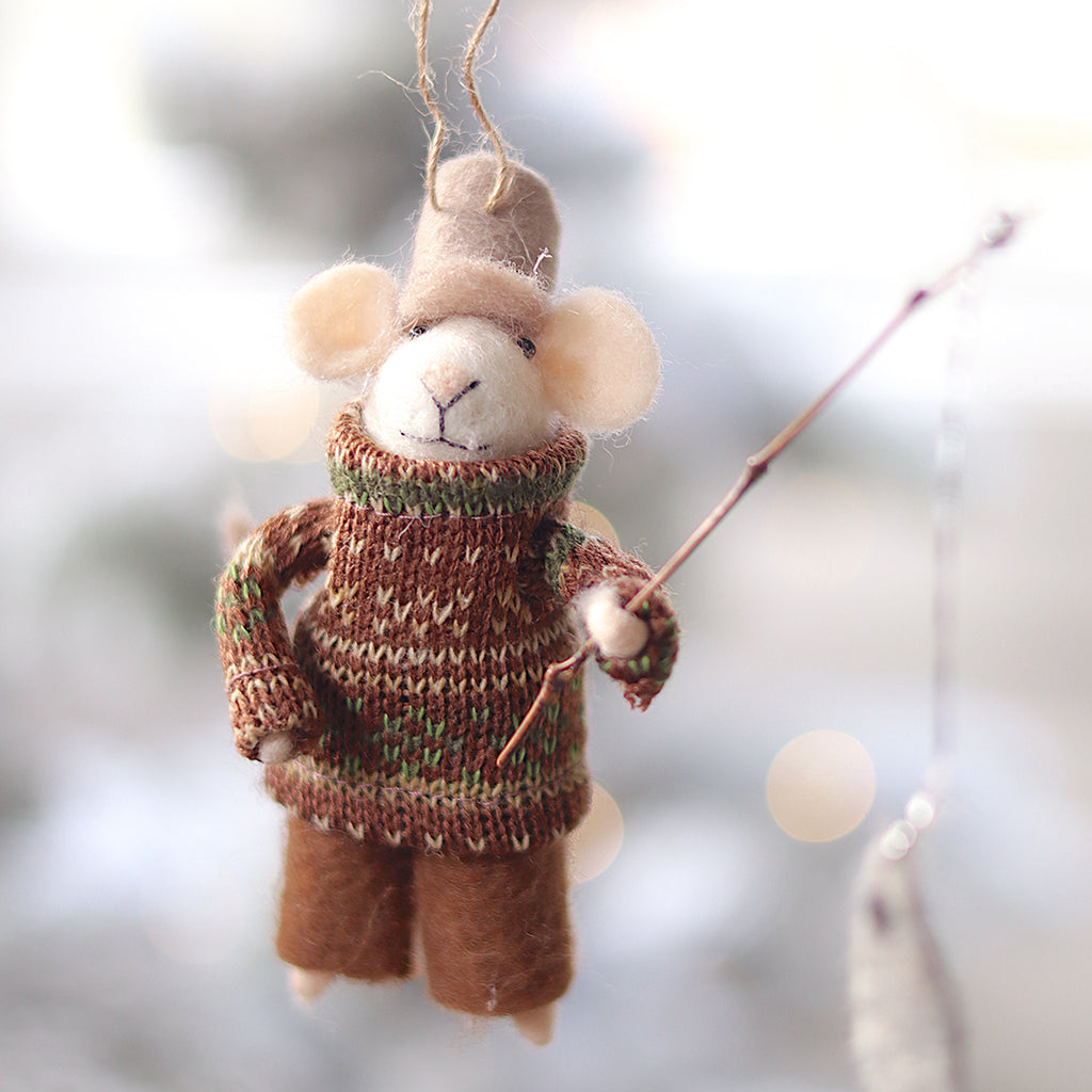 Fisherman Frank Mouse Holiday Ornament