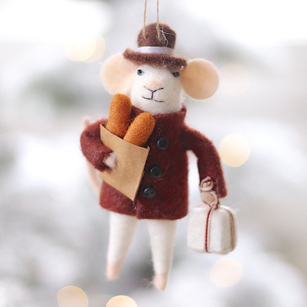 Baguette Benoit Mouse Holiday Ornament