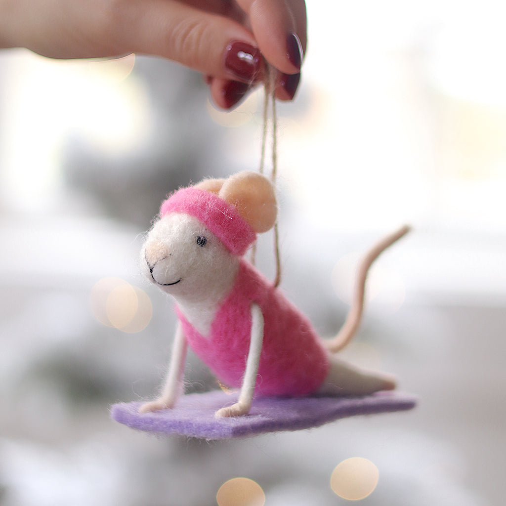Yoga Yolanda Mouse Holiday Ornament