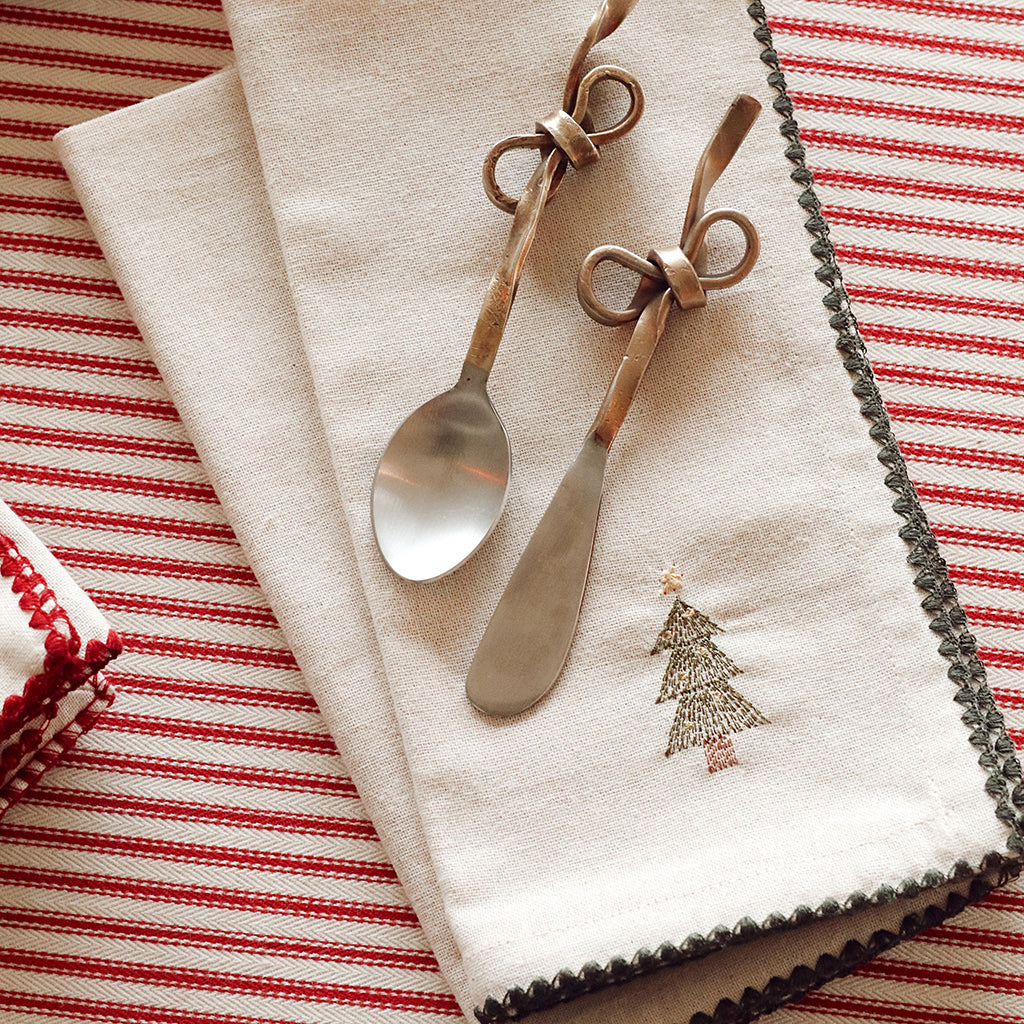 Festive Tree Embroidered Napkins S/4