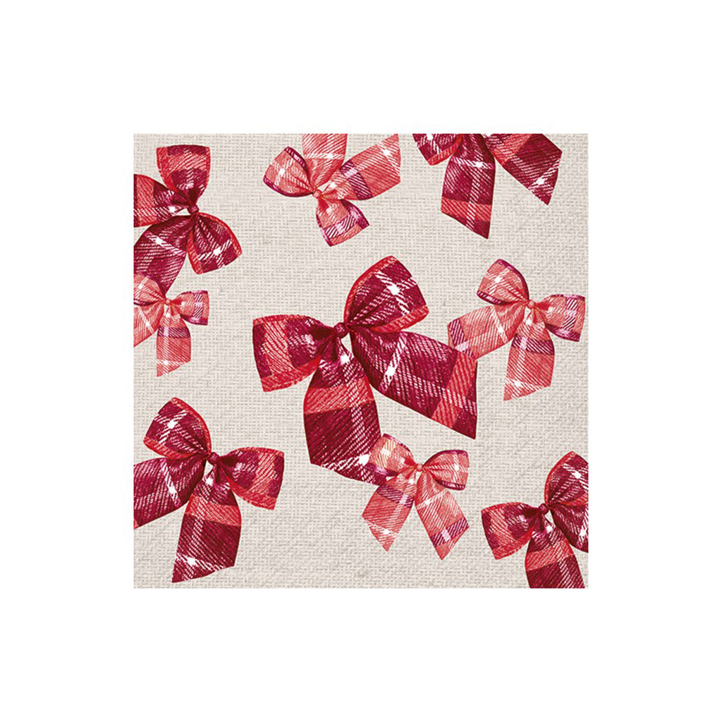 Checkered Bows Red Lunch Napkin