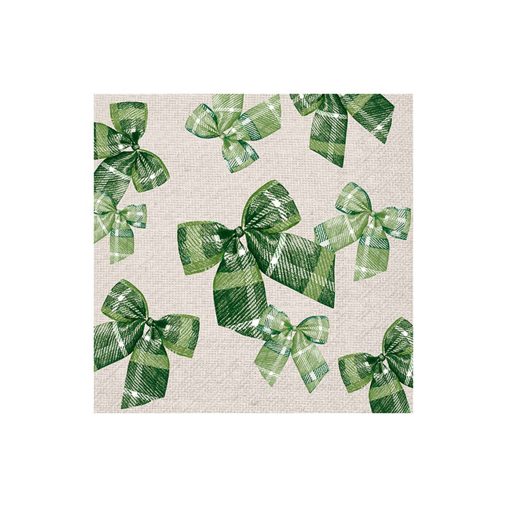 Checkered Bows Green Lunch Napkin