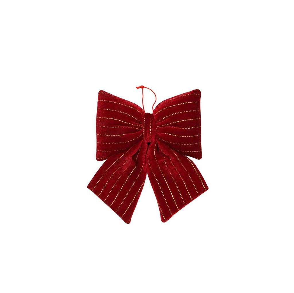 Striped Velvet Ornament Bow Red