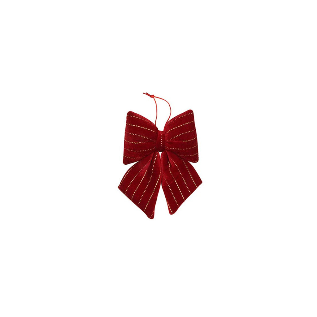 Striped Velvet Ornament Bow Red