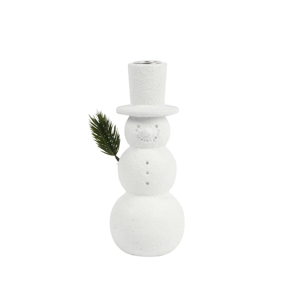 Textured Snowman Taper Candle Holder