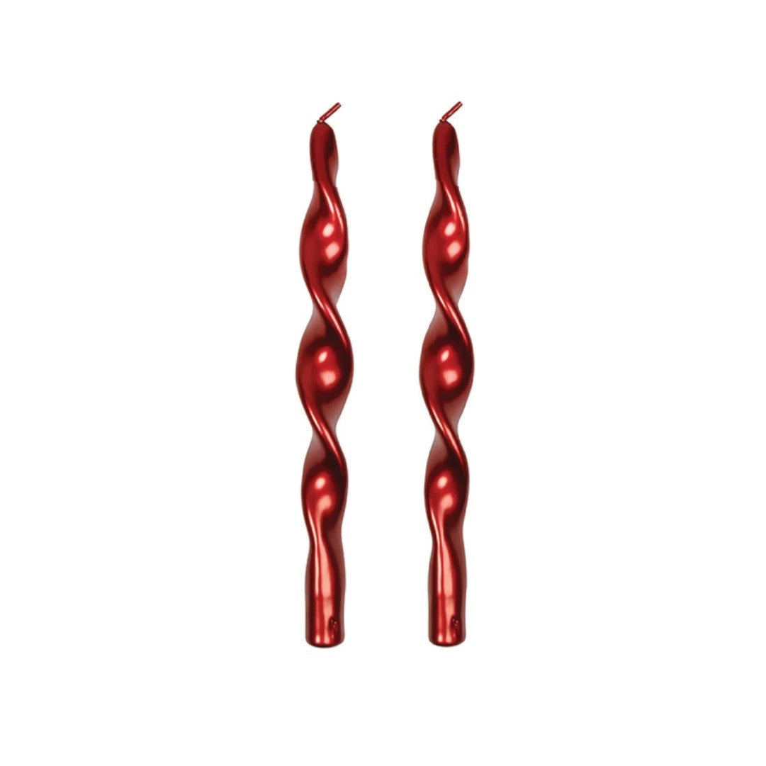 Swirl Candles Red set of 2