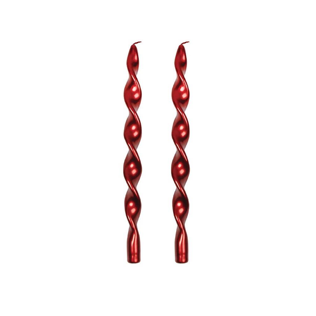Swirl Candles Red set of 2