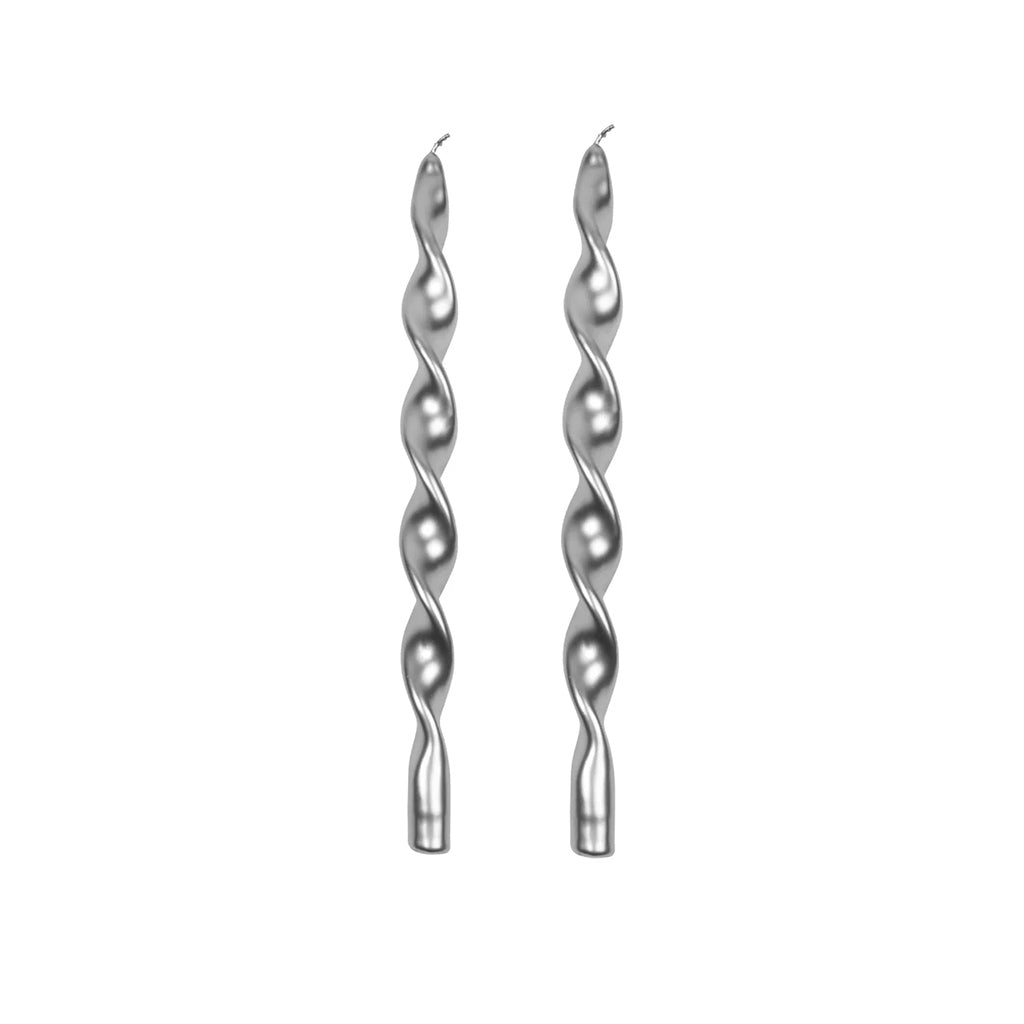 Swirl Candles Silver set of 2