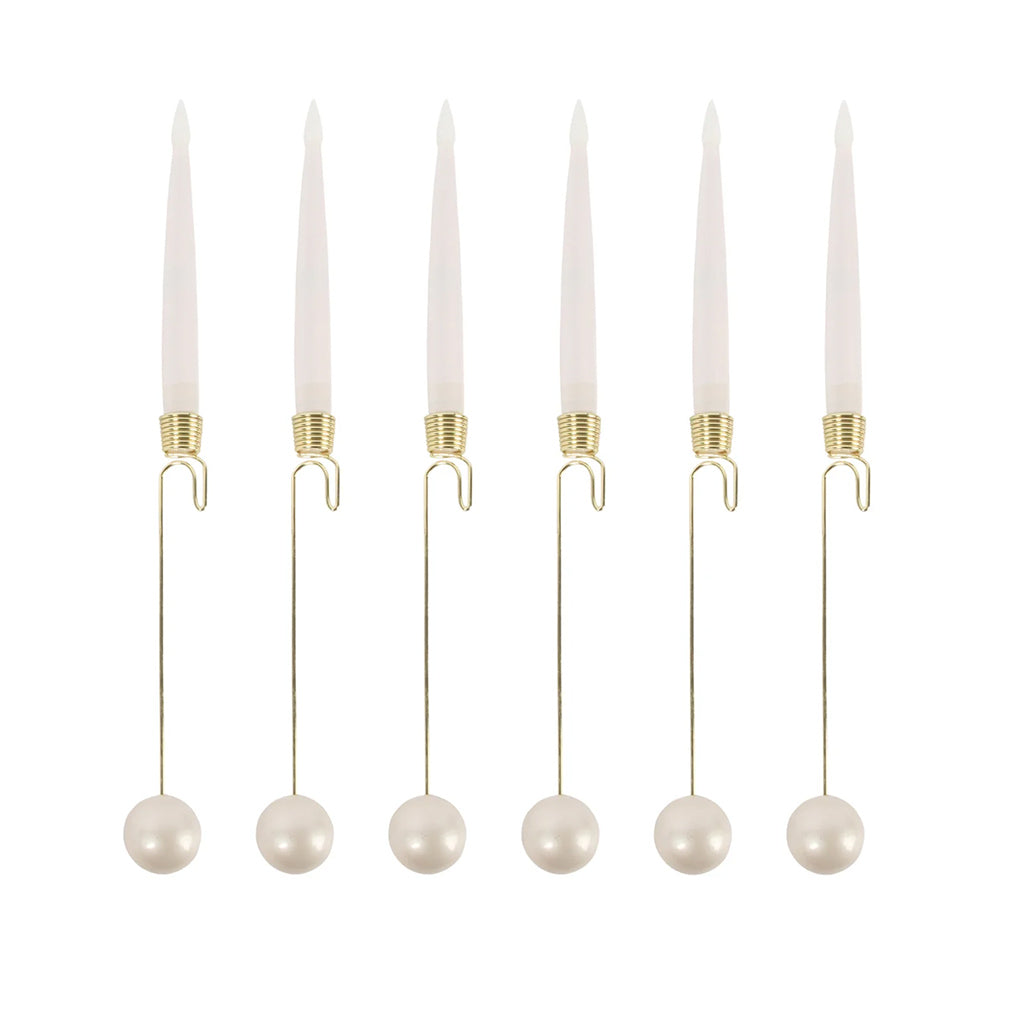Pearl 6Pc Hanging Led Candle Accent Pearl