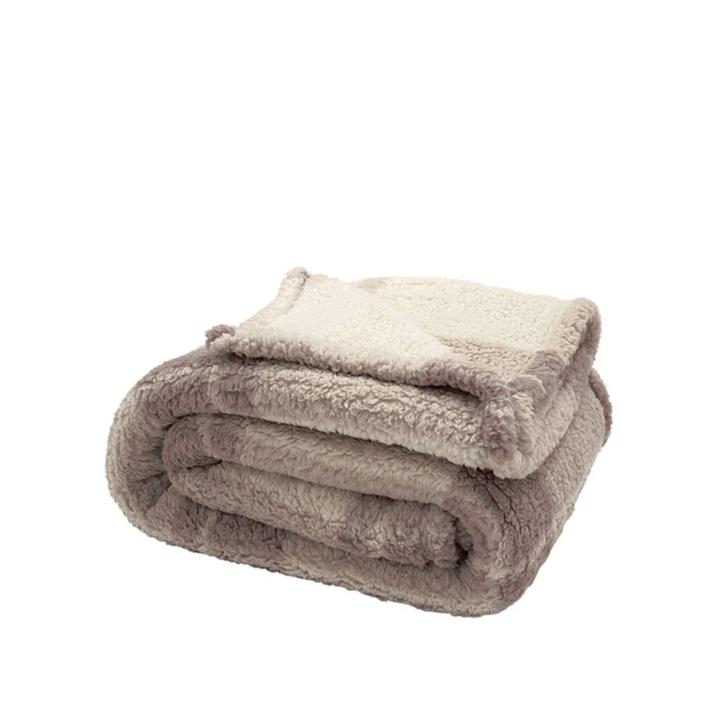 Check Luxe Sherpa Throw Tan 50x60"