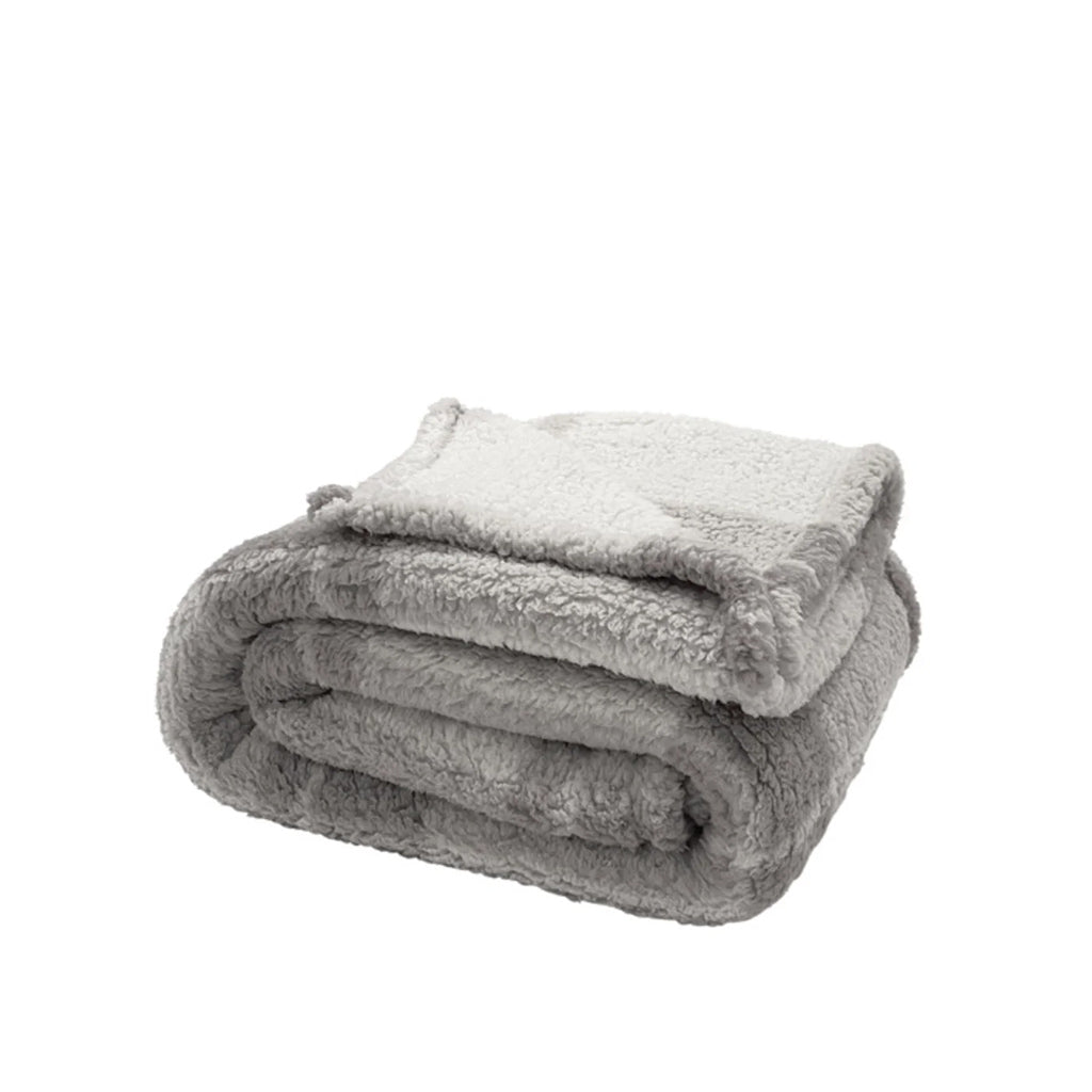Check Luxe Sherpa Throw Grey 50x60"
