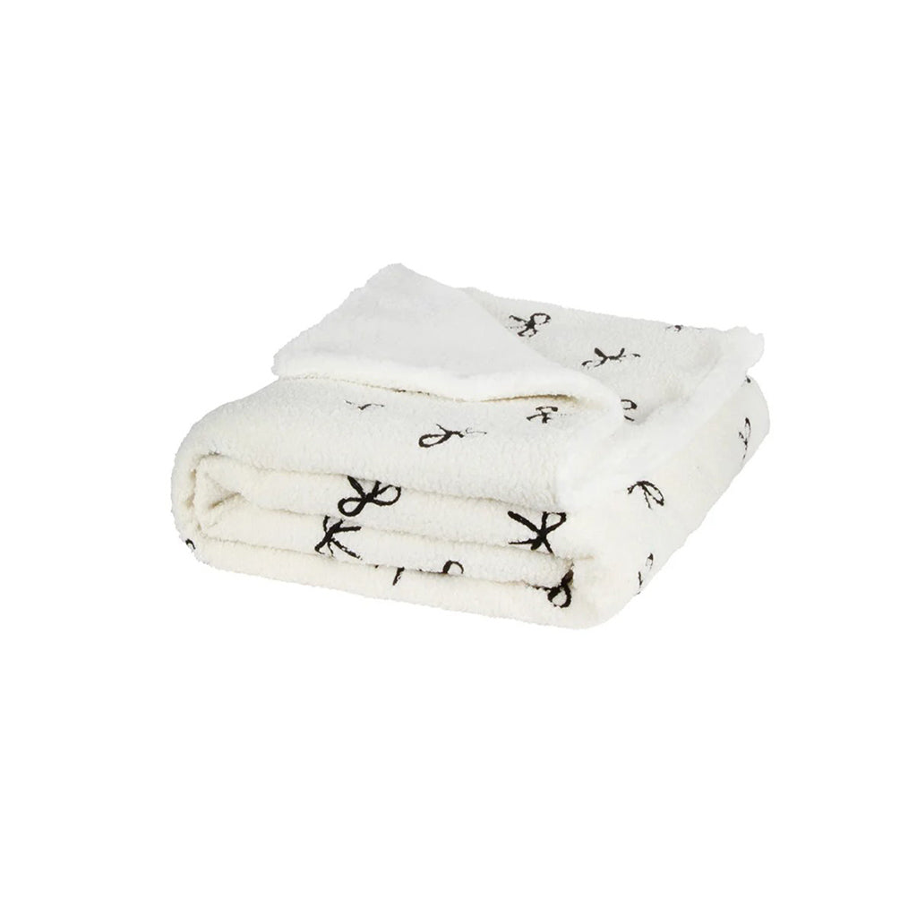 Textured Bow Sherpa Reverse Throw Cream 50x60"