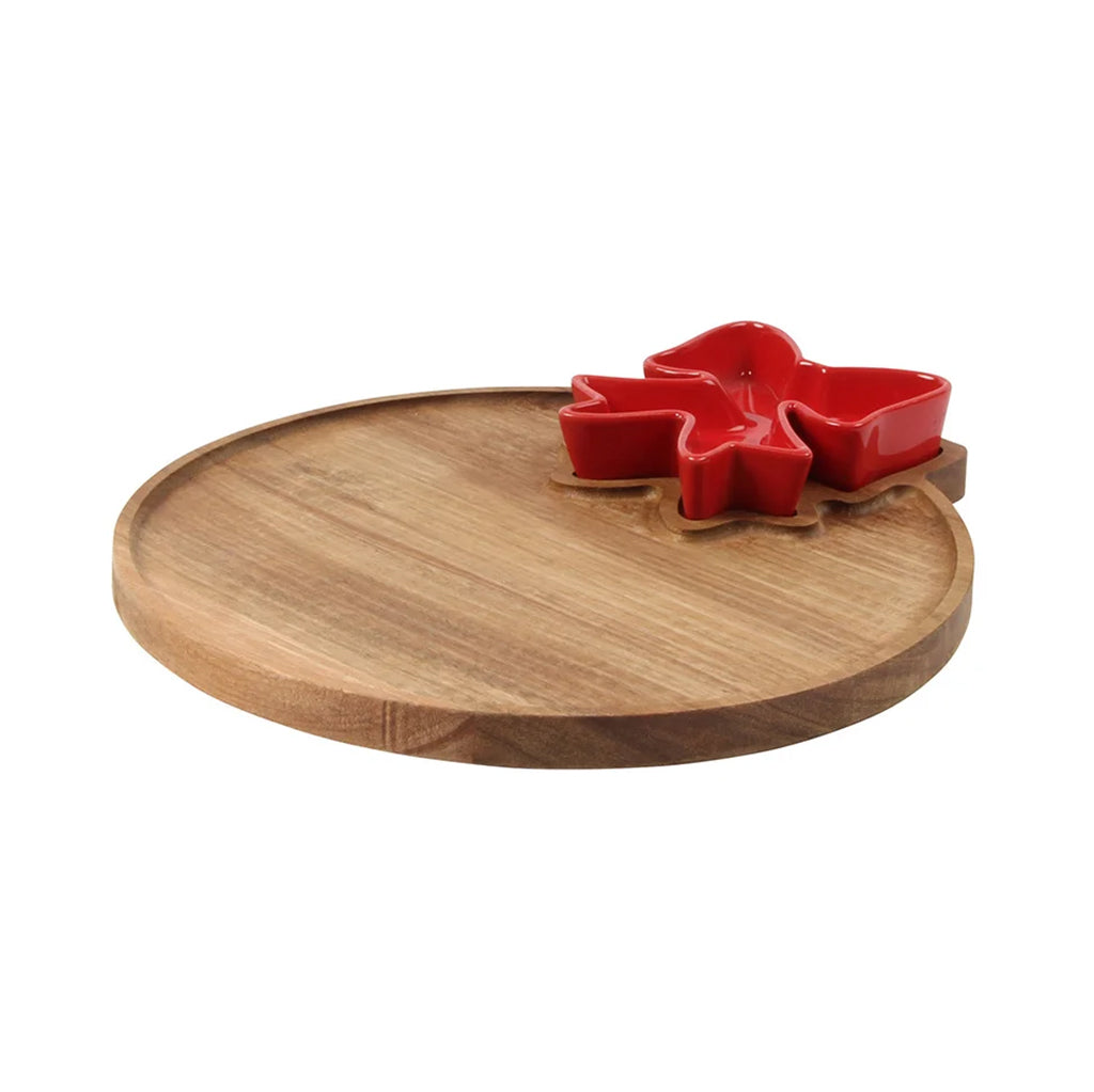 Acacia Serving Board Set with Red Bow