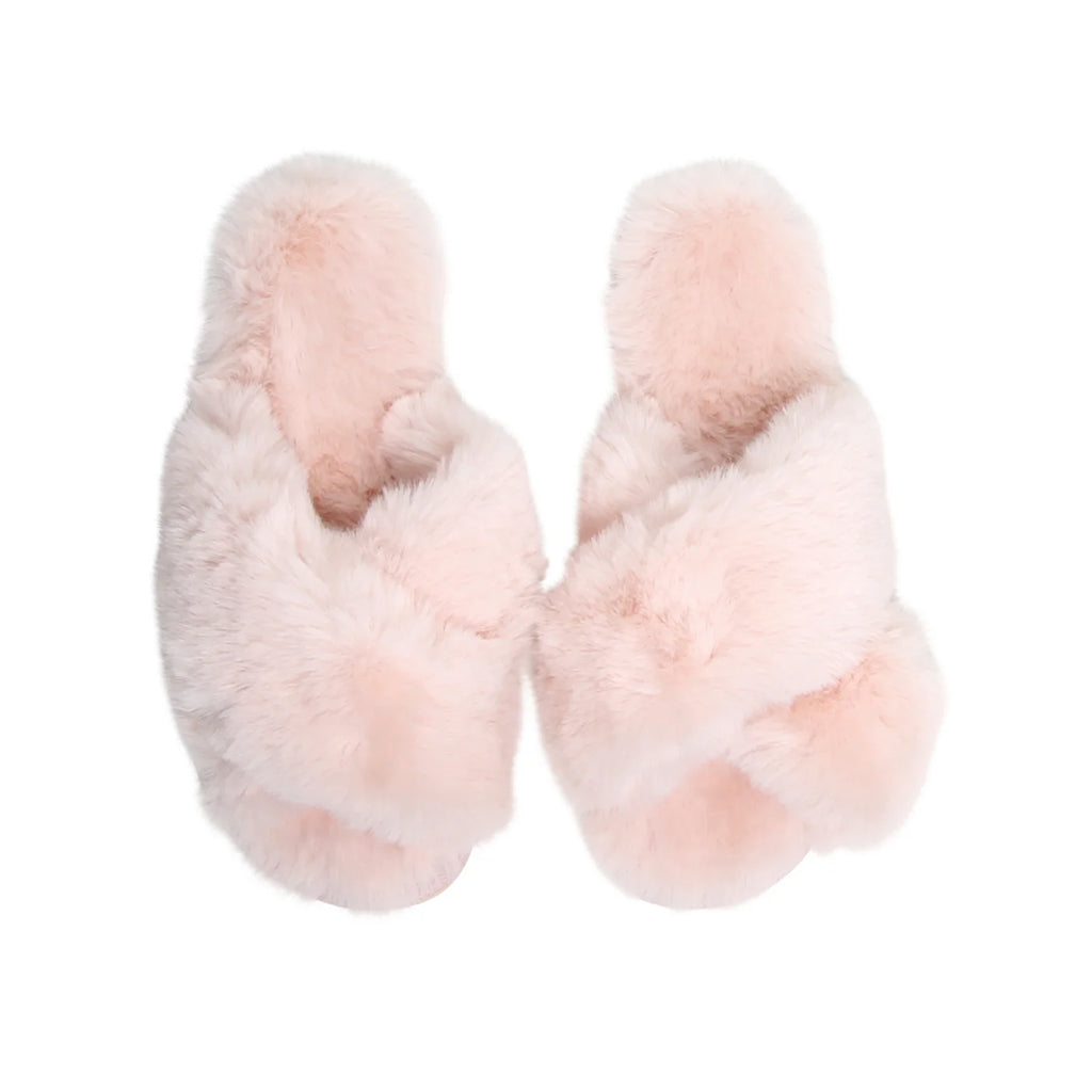 Tahoe Criss Cross Fur Slipper Blush
