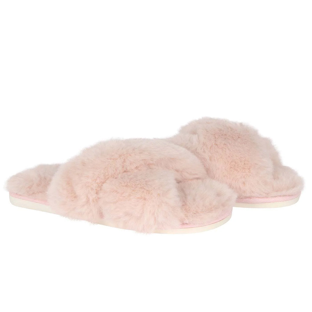Tahoe Criss Cross Fur Slipper Blush