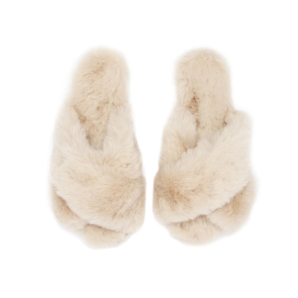 Tahoe Criss Cross Fur Slipper Taupe