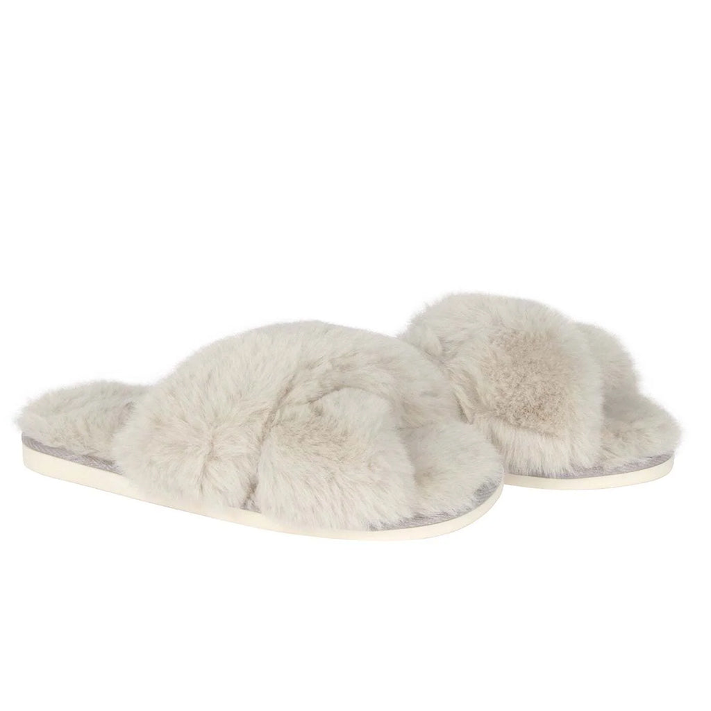 Tahoe Criss Cross Fur Slipper Light Grey