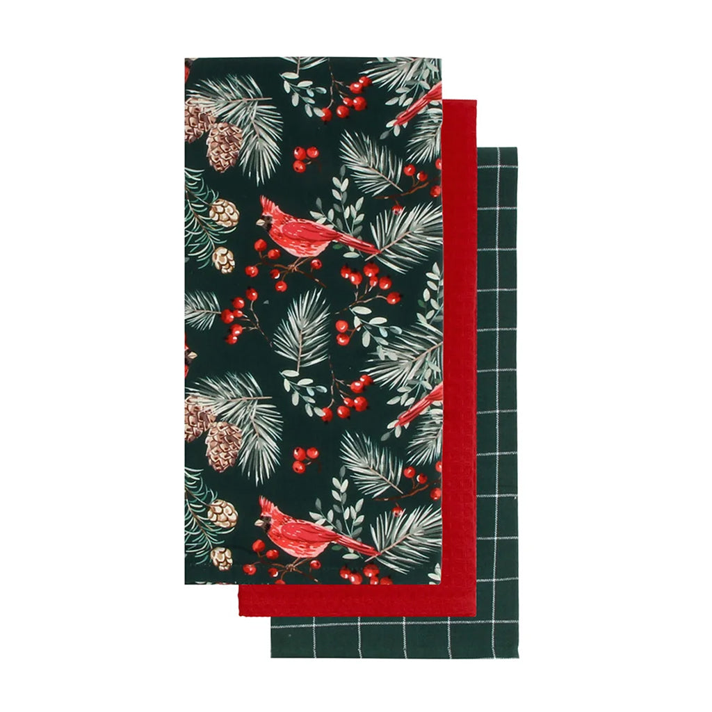 Winter Cardinal Tea Towel Set of 3