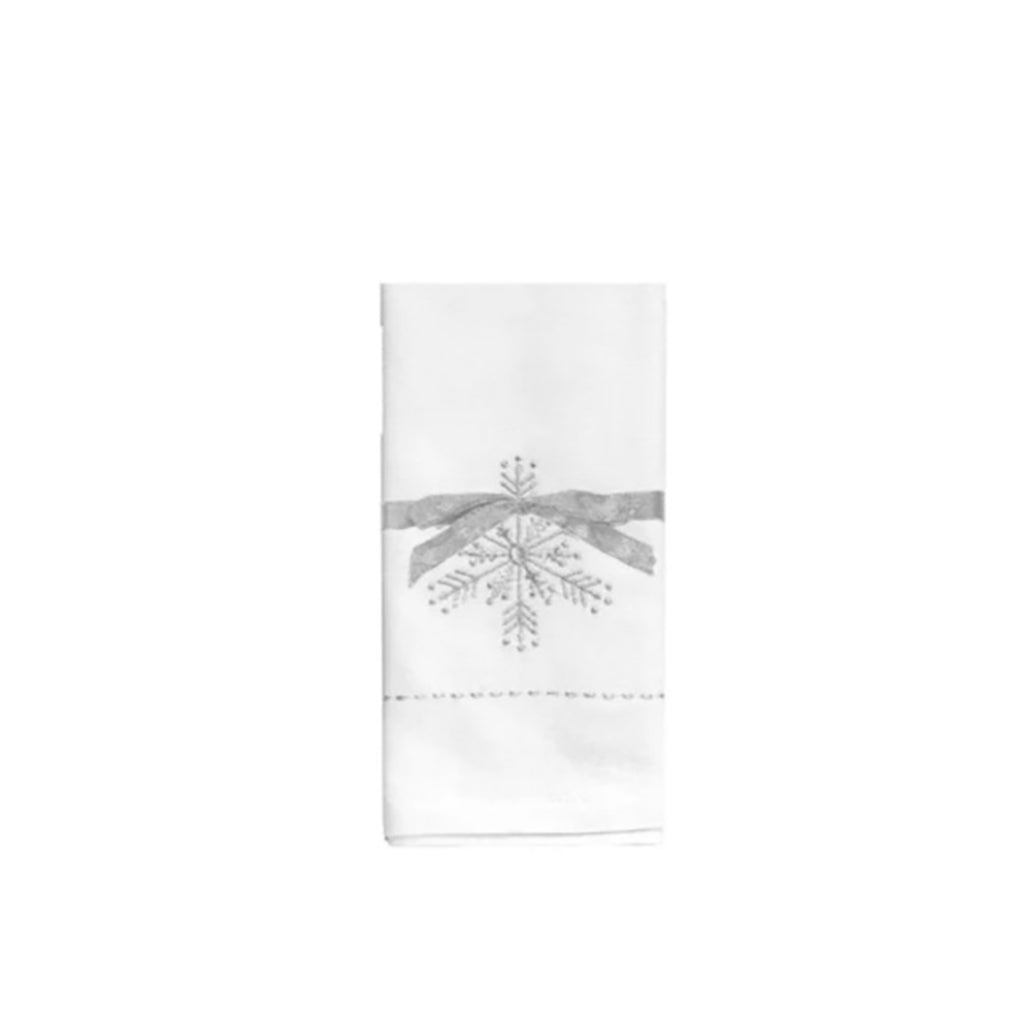 Snowflake Embroidered Napkin Set of 4 Silver