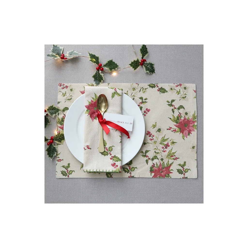 Shimmer Poinsettia Napkin Set of 4 Green