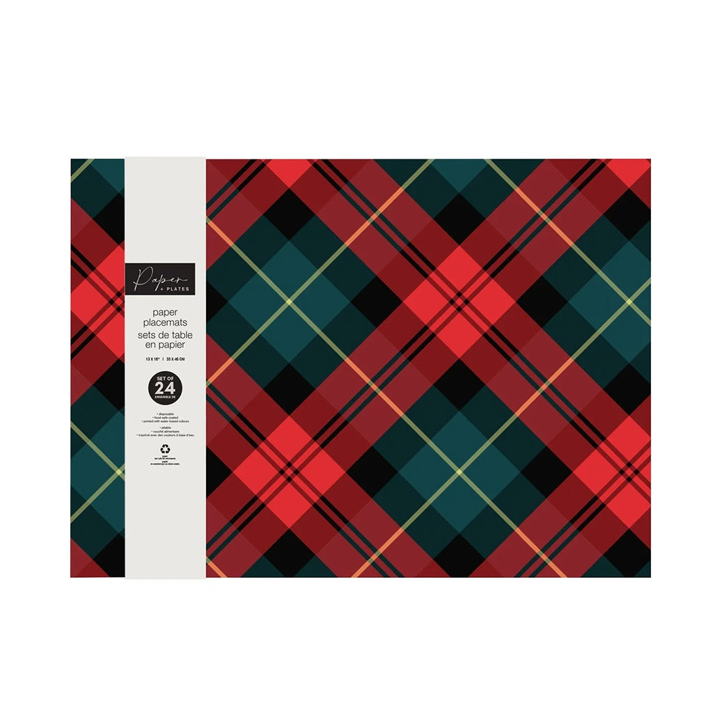 Merry Check Paper Placemat 24 pack