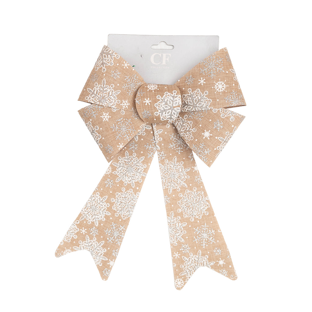 Pre-Formed Bow with White Snowflakes
