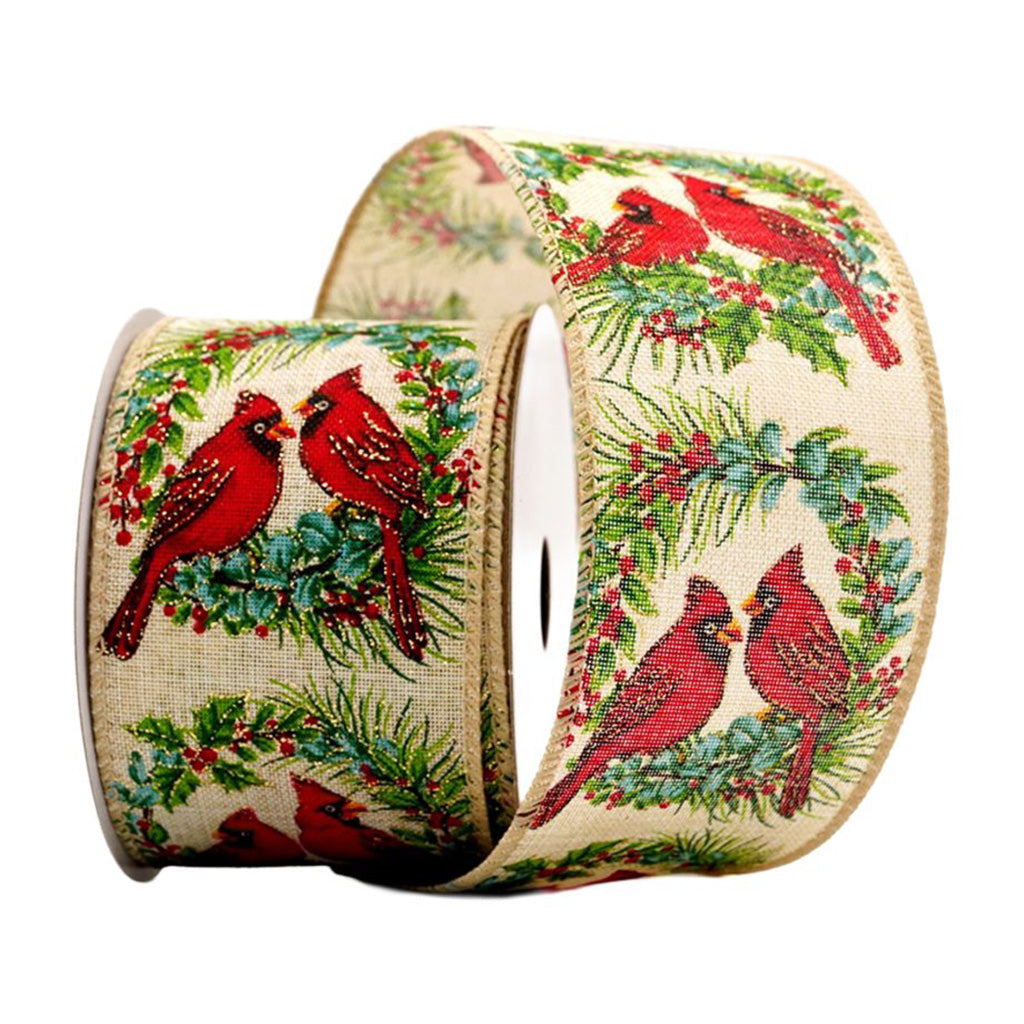 Natural Cardinals Wired Ribbon
