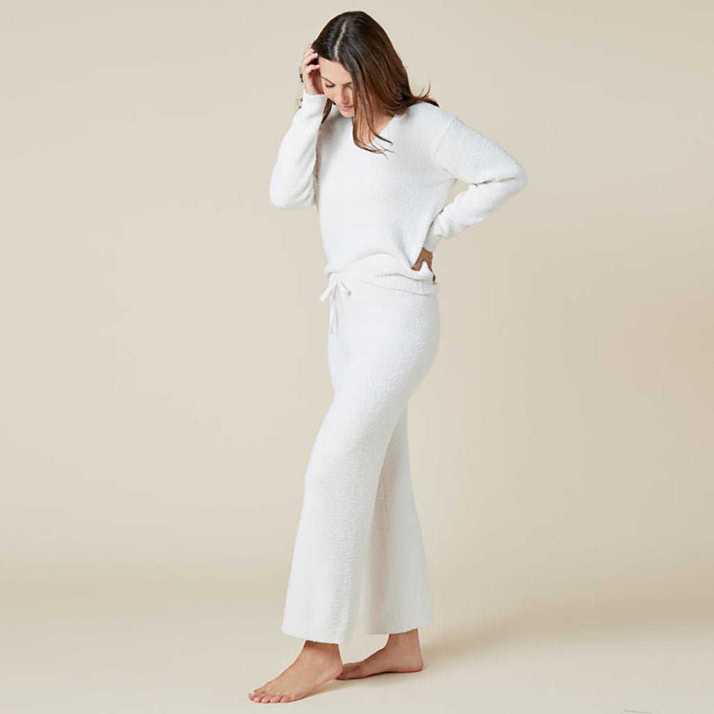 Solid Marshmallow V-Neck Loung Set Almond
