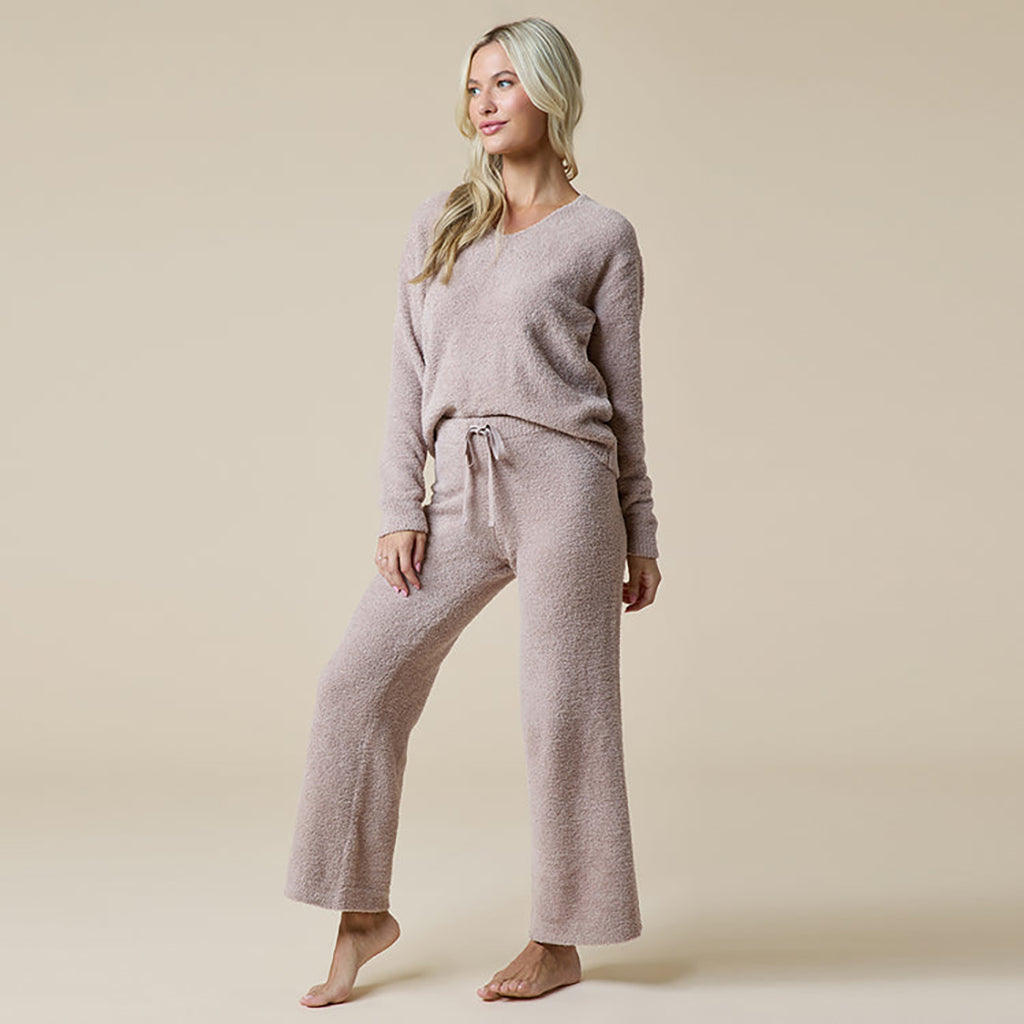 Solid Marshmallow V-Neck Loung Set Coco