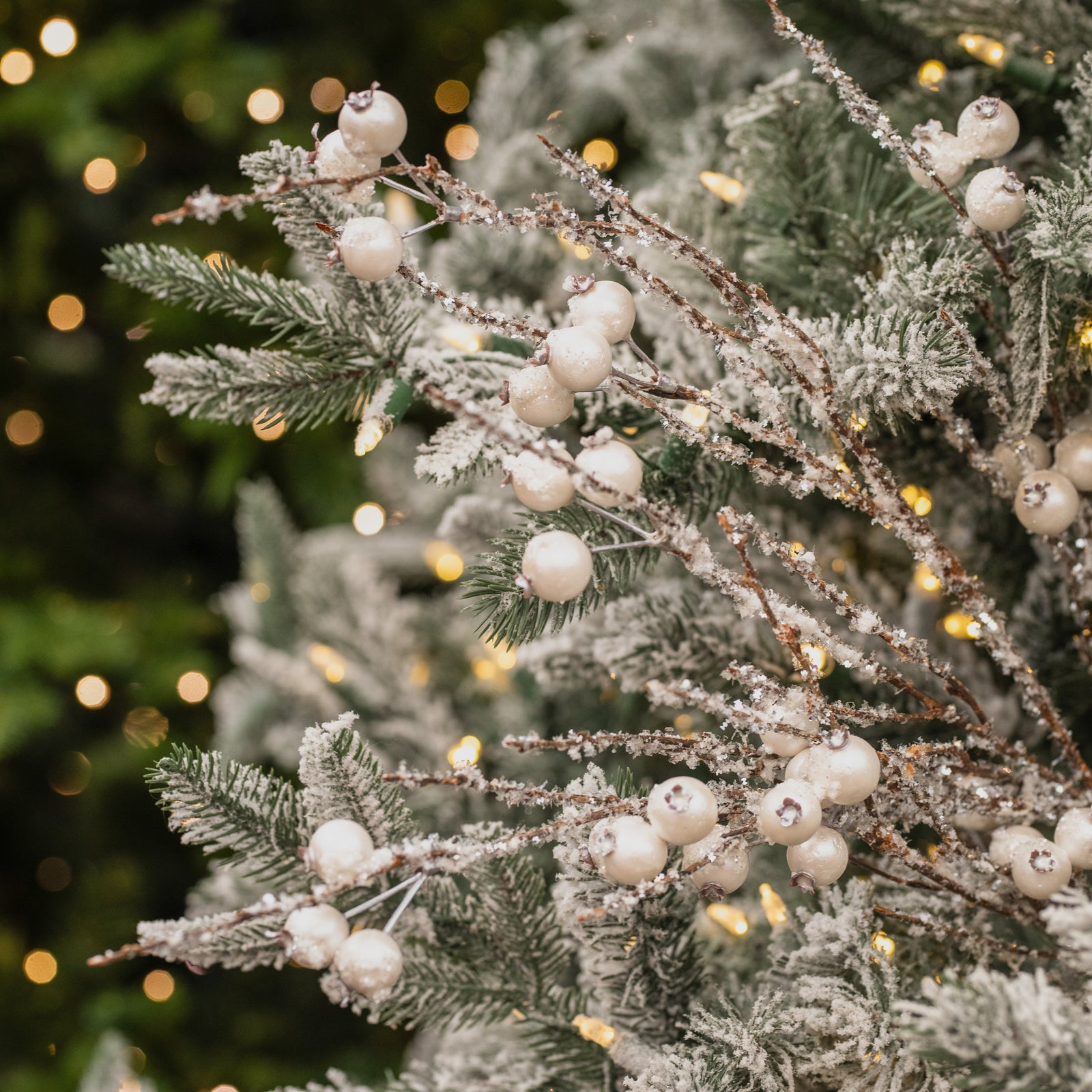 Icy Silver Pearl Berry Branch