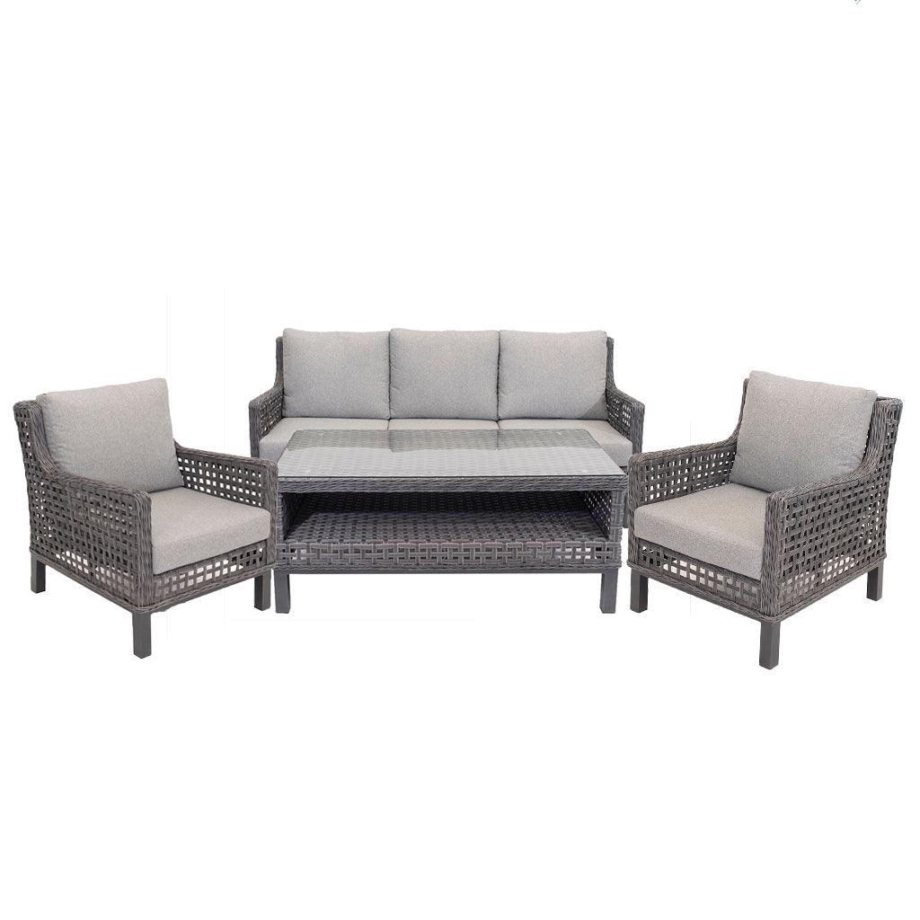 Anthracite rattan effect online corner sofa