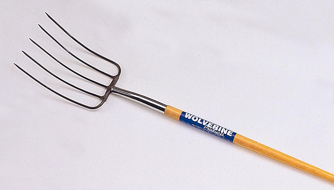 Wolverine Manure 5 Tine Fork 48&quot; Wood Handle