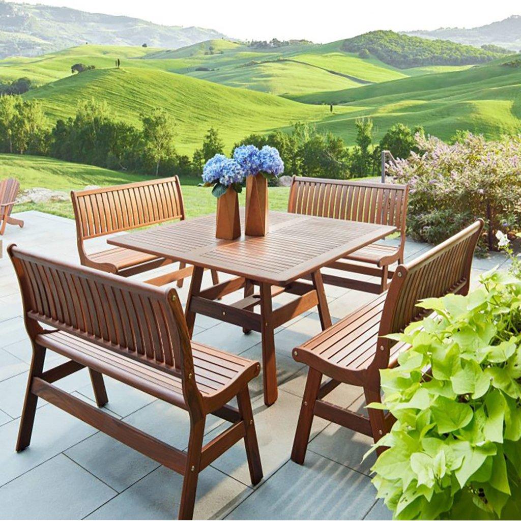 This timeless bench is a beautiful addition to any outdoor living space. With deep chocolate colours, this bench is smooth to the touch and flawlessly crafted. Measure 24in L x 43in W x 35in H. 