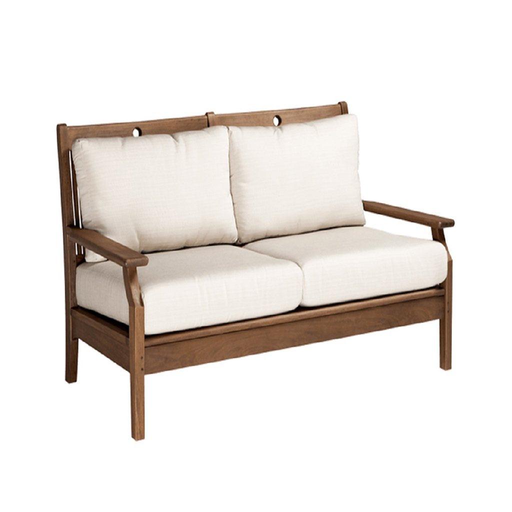 With contemporary inspiration and constructed with tenon and mortise joinery, this Opal Collection Loveseat is designed with durability and beauty in mind. The custom-made cushions are made from fade resistant Sunbrella® fabrics to last. Measures 35in L x 60in W x 34in H. 
