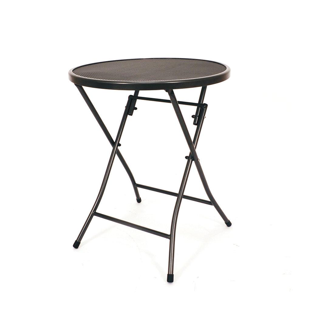 With wrought iron material, designed to easily be stored, this 24in Bistro table adds simplicity to any outdoor living. 