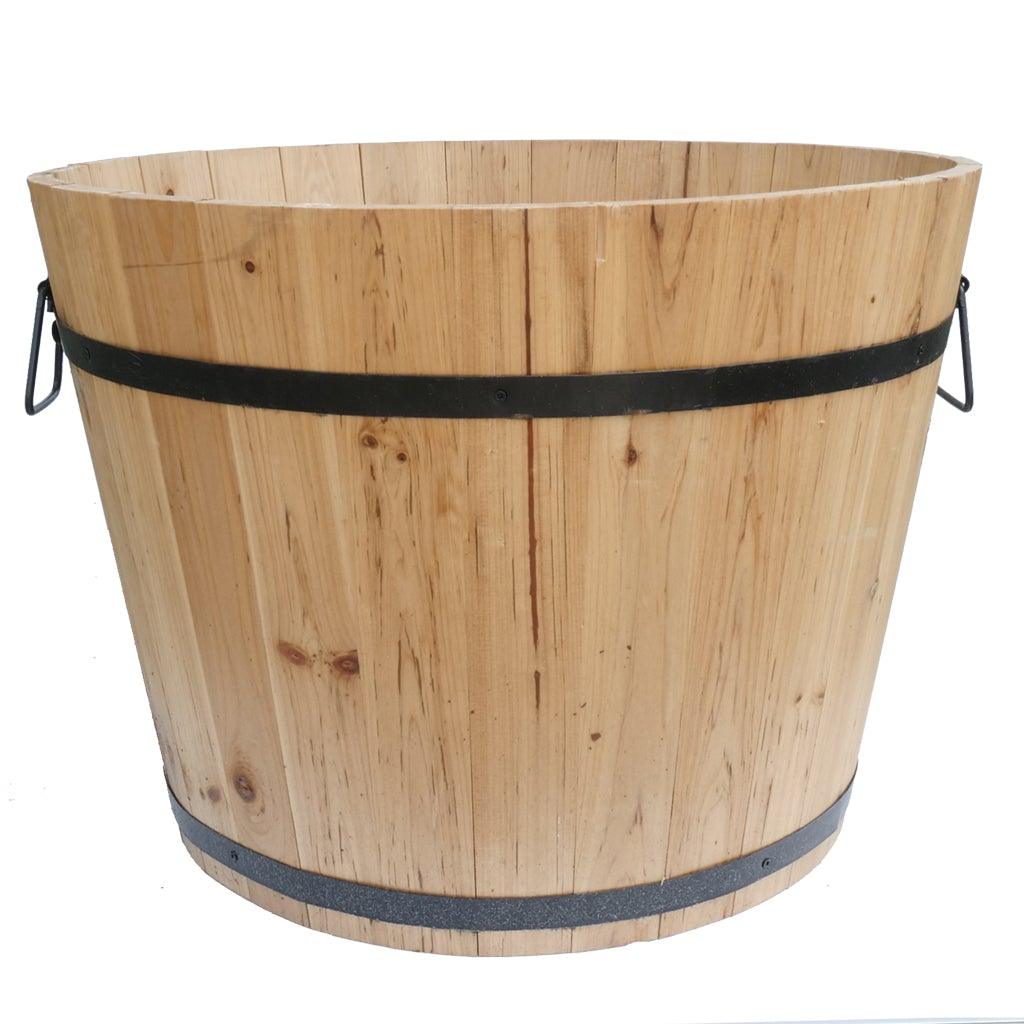 Natural Lacquered Wood Barrel 20x15&quot;